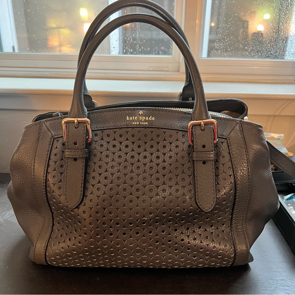EUC grayish-blue Kate Spade bag with strap